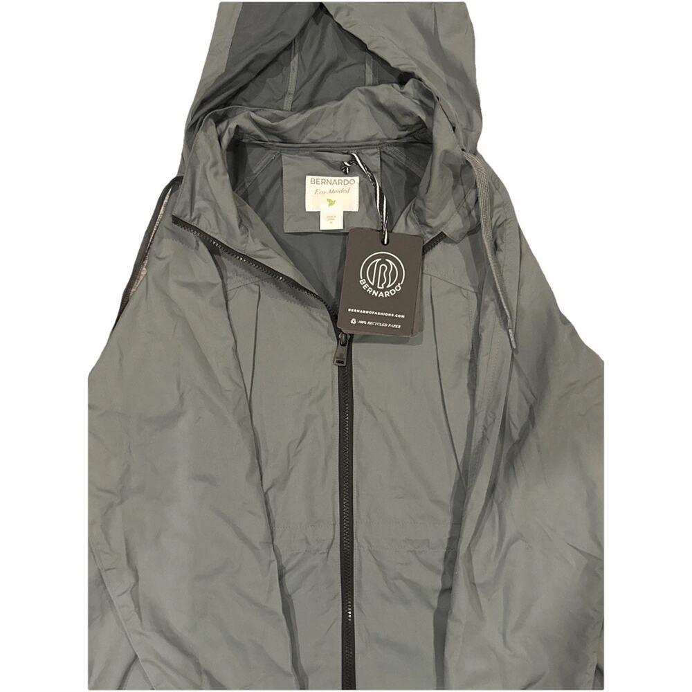 NEW Bernardo Eco-Minded Hooded Lightweight Jacket Women’s Medium Green Zip Front - Picture 3 of 9